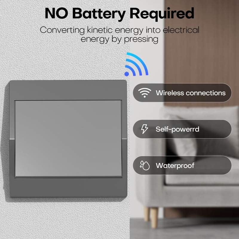 GLOBELEC Wireless Light Switch and Receiver Kit,Self-Powered(No Battery Required),Kinetic Remote