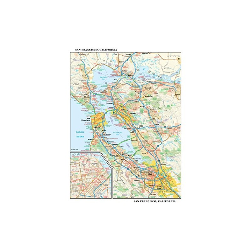 San Francisco, California Wall Map, Small - 11.25" x 14.5"