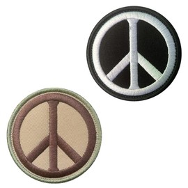 Pack of 2 Peace Sign Peace Love Funny Flag Patch Removable Patches with Velcro Application Tactical Military Patch for Clothing Bags Baseball Cap Jacket Vest Backpacks
