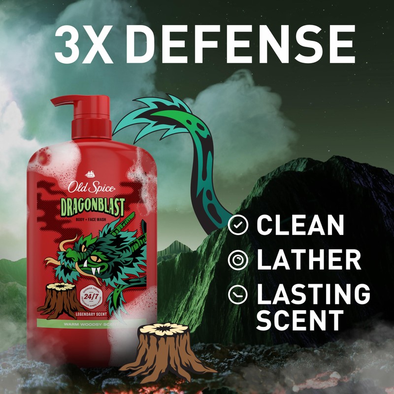 Old Spice Cleansing Body Wash for Men, 3X Defense, 24/7