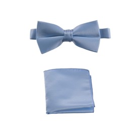 Tuxgear Boys Pre-Tied Bow Tie and Pocket Square Set – Formal Satin Accessory (Light Blue)