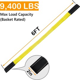 Trekassy 2 Pack 6' x 2" Lifting Sling Straps, 6ft Lifting Straps with 9,400 lbs Basket Rated Capacity, Heavy Duty Nylon Tree Saver Recovery Strap Web