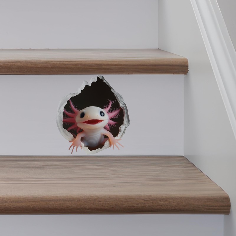 Axolotl Decal - Wall Hole Sticker with 3D Effect
