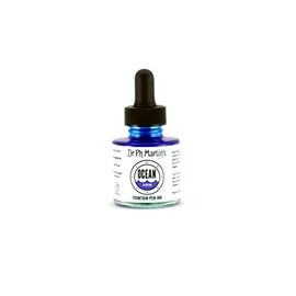 Dr. Ph. Martin's Ocean Fountain Pen Ink (1E) Ink Bottle, 1.0 oz, Edge Blue, 1 Bottle