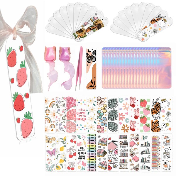 Qrhky 86PCS Acrylic Bookmark Blanks Kit, 20 Sublimation Bookmarks with