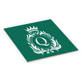 Island Gifting - Letter ""Q"" Monogram - Fancy Crown on Emerald Green Design - 4 Inch Square Decorative Ceramic Tile (Art) for Wall or Decor, Q-EmerCrwn