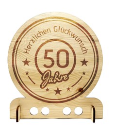 myZirbe Engraved Swiss Pine Wood Disc – Size 22 cm – Gift for Anniversary, Birthday, Anniversary – Congratulations, Colour: 50 Years