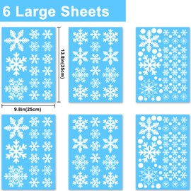 Jesiramoo Christmas Decorations Snowflake Window Clings, 6 Sheets Large White Snowflake Decals for Glass Windows, Rustic Farmhous Xmas Decor Indoor for Home School Office Classroom Kids Winter Party