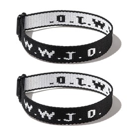 WWJD Rope Woven Adjustable What Would Jesus Do Bracelet Wristbands Bracelet for Women Men Jewelry Colorful Gifts Braied Protection Inspirational Bracelets Couple Friendship-2 Black