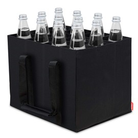 achilles Bottle Bag for 12 x 1.5 Litre Bottles, Bottle Bag, Carry Bag with Dividers for Bottles, Shopping Bag with 12 Compartments, 36 cm x 27 cm x 27 cm (Black)