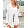 Veryoung Women White Long Sleeve Kimono Cardigans Snowflake Cotton Lightweight
