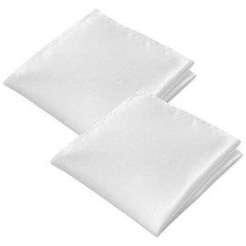 WeddHuis 2 Pack Plain Handkerchiefs, Size 22 x 22 cm, Pre-Folded, Men's Handkerchiefs, White, Men's Handkerchief Set, White