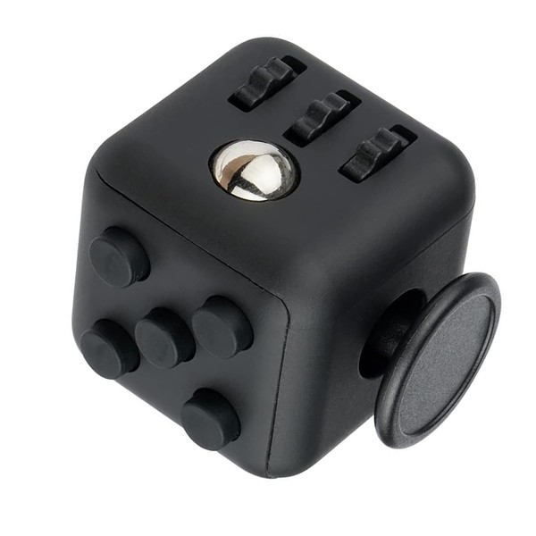 Fidget Cube Stress Anxiety Pressure Relieving Toy Great for Adults and Children[Gift Idea][Relaxing Toy][Stress Reliever][Soft Material] (Black)