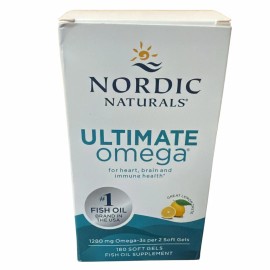 100% Pure Nordic Naturals Ultimate Omega 1280mg Omega-3 Fish Oil with Lemon - 180 Softgels