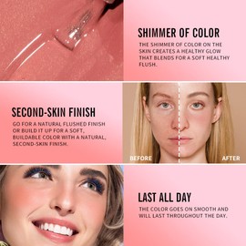 KIMUSE Cheek Gel Cream Liquid Blush Makeup, Lightweight Breathable Feel, Sheer Flush Of Color, Natural Looking, Mlik Tea, 0.28 Fl Oz