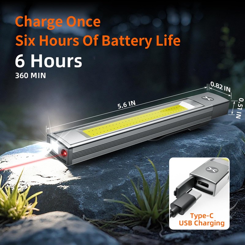 S SHUN CAN DA Magnetic LED Work Light,RechargeableFlashlight,6 Modes Portable