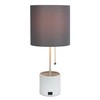 Simple Designs LT1085-GOW White Hammered Metal Organizer Table Lamp with