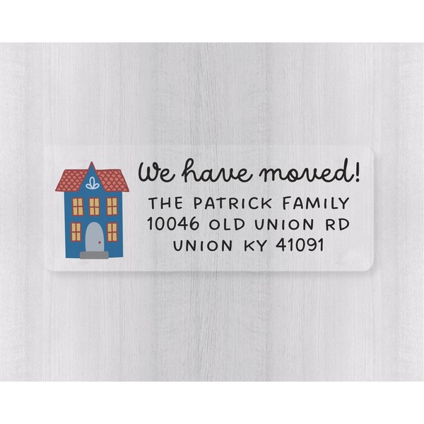 60ct - We Have Moved Return Address Clear Transparent Christmas
