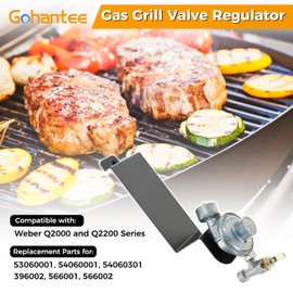 gohantee 64865 Gas Grill Valve Regulator replacement for Weber Q2000 and Q2200 Series Gas Grills, Replaces 53060001 54060001 54060301 396002 566001 566002 Grill Valve Regulator Assembly