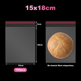 200 StkPlastiktüten, transparente selbstklebende Cellophantüten & OPP-Tütchen, mit Etikettenaufklebern, für Lagerung, Transport und Haushaltsbedarf (200pcs15*18cm)