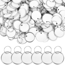 Lainballow 200 Pcs Metal Rim Key Tags, 1.22 inch Round Paper Tags, White Metal Rim Tags, Blank Key Labels with Metal Rings for Keys Luggage Backpack Sale Supplies Marking Label