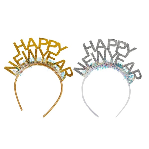 BinaryABC Happy New Year Headband Tiara,2024 New Years Eve Party Supplies,New Years Party Favors,2Pcs