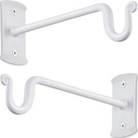 RTZEN White Plant Hanger Shepards Hook 7.5" - Heavy Duty Wrought Iron Wall Decor - Indoor Outdoor Shepherds Hook Hanging Bracket for Bird Feeders Lanterns Baskets & Wind Chimes - 2 Pack