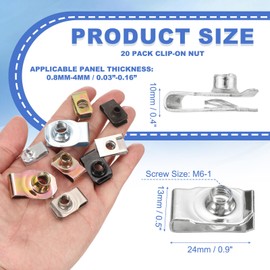 PATIKIL U-Style Clip-On Nut, 20 Pack M6-1 Regular Extruded U-Nut U-Type Fasteners Hardware Nuts for Automotive Metal Cars Motorcycles, Silver