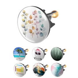 Arteneur Sink Plug 40 mm, Colourful Leaves, Stainless Steel Eccentric Plug with Extra Heavy Brass Screw for Stable Hold, Universal Drain Plug for Sink