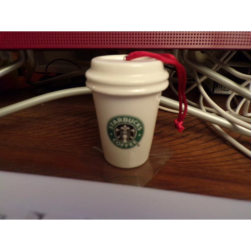Starbucks NEW Starbucks Ornament 2007 White To Go Ceramic Coffee