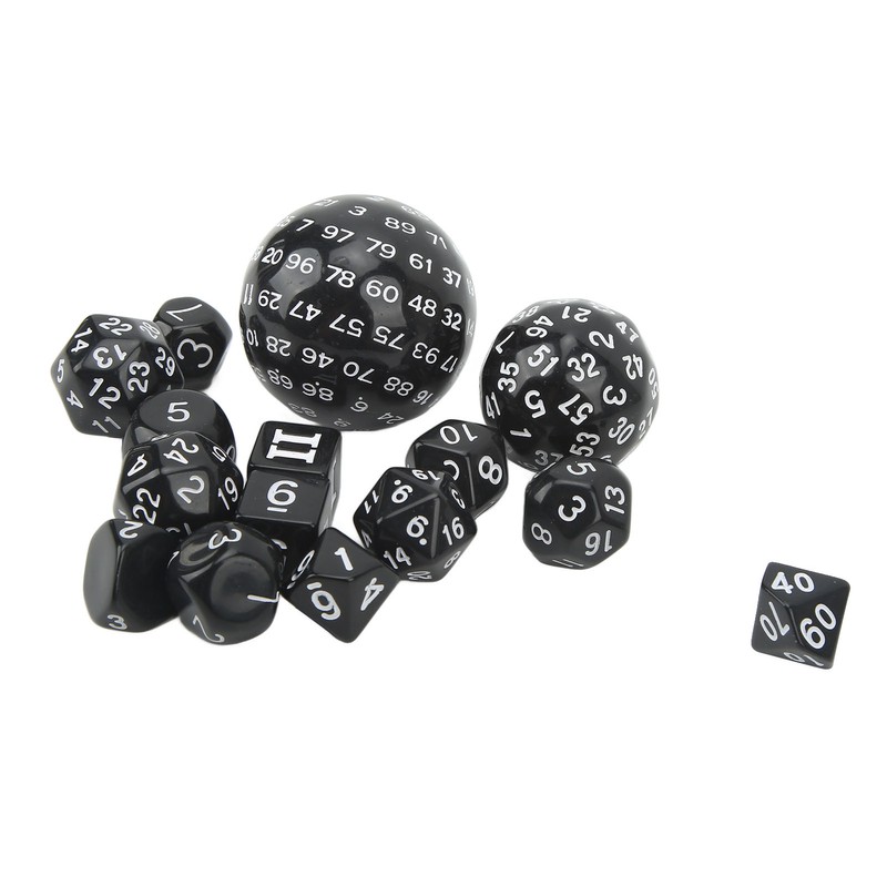 15Pcs Polyhedral Dice Set Acrylic D3 to D100 Table Gaming