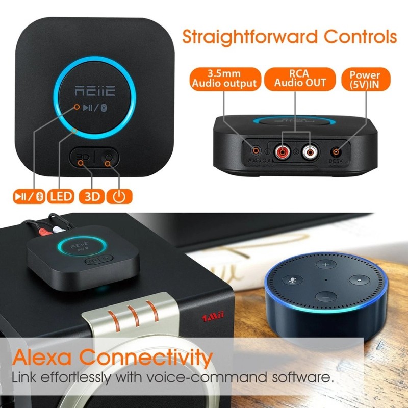 reiie Audio Bluetooth Receiver,HiFi Wireless Audio Adapter,Bluetooth 4.2 Receiver w...