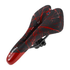 BULLSPANN Universal Bicycle Saddle, Breathable Bicycle Saddle for Men and Women, Shock Absorbing PU Bike Seat Cushion for Mountain Bike and Road Bike, Red