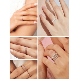 Suplight Women's Eternity Ring, Popular, 925 Silver, Zirconia, 0.08 inch (2 mm) Wide, Thin Accessory, Cubic Zirconia