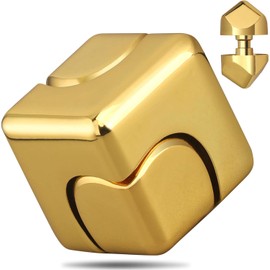 Fidget Toy, Infinity Spinner Cube for Adults, Cool Gadgets Desk Office Toys Fingertip Gyro, Leisure Stress Relief Tabletop Toy as Gift for Kids/Teens/ADHD/Autism (Gold)