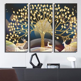 Golden Tree Wall Stickers, Golden Tree Art Painting Wall Decals for Office Home Living Room Bedroom and Parties Decoration