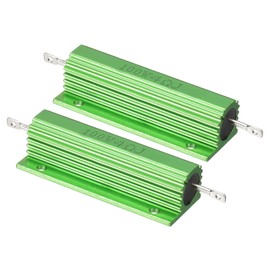 PATIKIL 100W 4 Ohm Aluminum Shell Resistor 2 Pack Aluminum Housing Resistor Housed Case Wirewound Resistors Screw Tap Power Resistor 5% Tolerance, Green