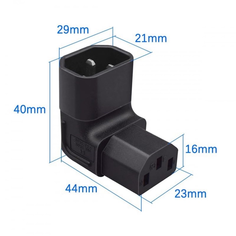 CY Adapter IEC Male C14 to Down Angled 90 Degree