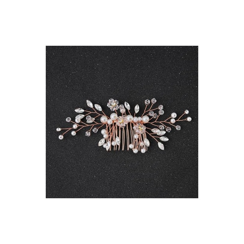 Accesorios para El Cabello Mujer, Cristal Blanco, Oro Rosa