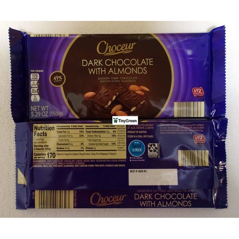 Choceur Dark Chocolate with Almonds Smooth Dark Chocolate with Roasted