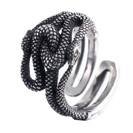 Sinoyp Double Snake Coil Rings for Men Women Gothic Statement Jewelry Wrap Chunky Pinky Ring Reptile Serpent Ring (9)