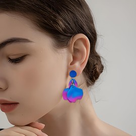 Boho Petal Dangle Earrings for Women Acrylic Tiered earrings Tassel Flower Earrings Statement Earrings for Women