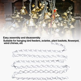 Hanging Chain, Pack of 2 One Meter Aluminium Chain Rustproof Light Fixture Chain for Hanging Bird Feeders Plant Baskets Flowerpot Wind Chimes Clothing Accessories (Silver)