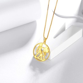 Aurora Tears 925 Sterling Silver 12 Zodiac Pendant Constellation Round Coin Necklaces CZ Horoscope Gold-Plated Jewellery Gift for Women and Girls DP0111, Gold Plated