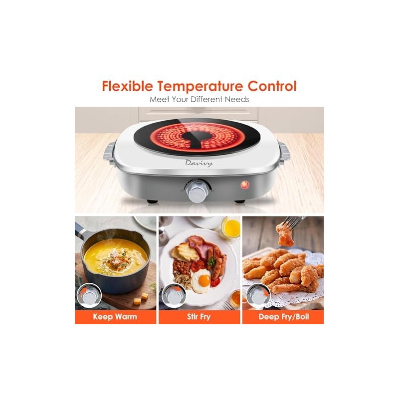 Hot Plate, Electric Cooking Surface, Adjustable Temperature
