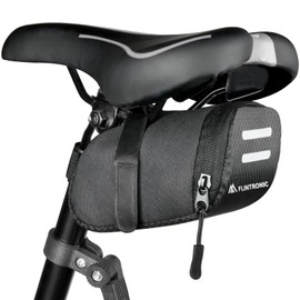 flintronic Bike Saddle Bag, Reflective Cycling Seatpost Bag, Mini Bike Underseat Bag, for Mountain Bike Road Bike, Black