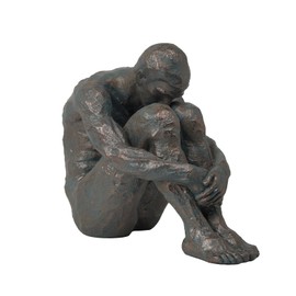 Guichifun Sitting Man Sculptures Home Decor - Resin Bronze Sitting Posture Holding Arms Legs Lonely Statues Decorative Objects Outdoor Gift for Men 9.25 x 5.25 x 7.5 Inch