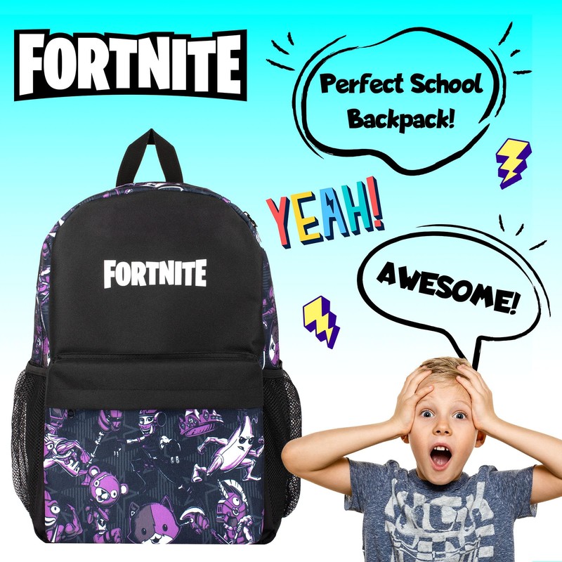 Fortnite School Backpack for Boys Black Large A4 Multicompartment Rucksack