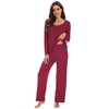 WiWi Women's Pajama Set Soft Long Sleeve Tee Pants Sleepwear