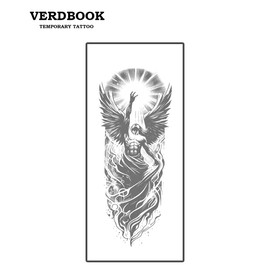 VERDBOOK Waterproof Temporary Tattoos: 2-Sheet Tattoo Kit with Realistic Body Stickers, Semi-Permanent Tattoos for Adults Lasting 7-15 Days – Safe for Men & Women, Winged Deity